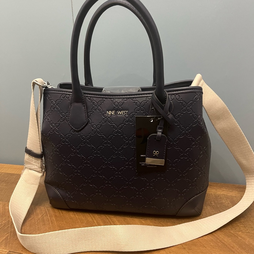 NEW with tags dark blue bag red with Textured Finish and Metallic Charm